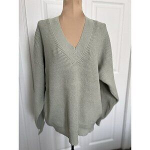 RD Style Josslyn V-Neck Loose Knit Sweater Sage Green Pullover Size XL
